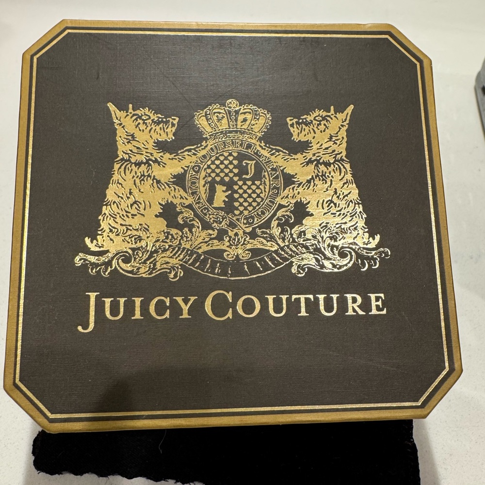 New in box Juicy Couture rhinestone and silver hoop earrings